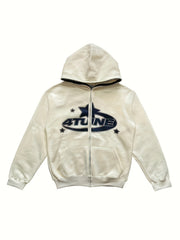 Y2K Letter & Star Print Sweatshirt Zip Up Hoodie