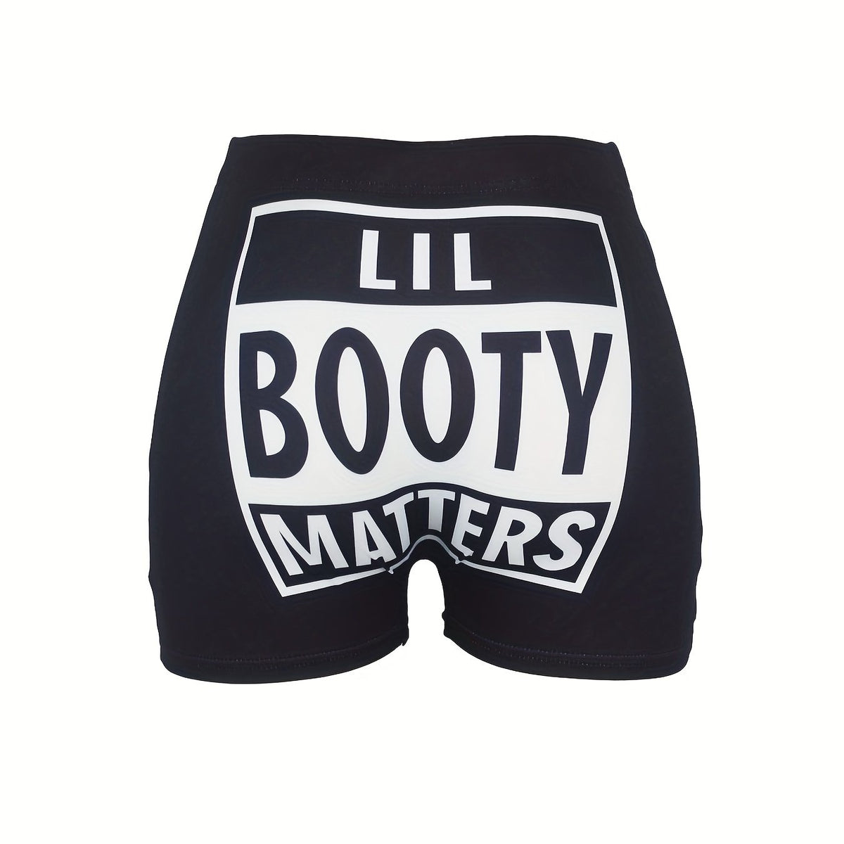 Colorblock Letter Print Skinny Yoga Shorts for Women