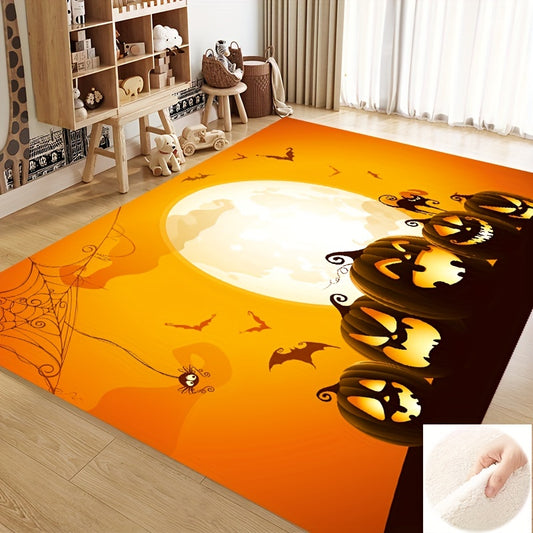 Pumpkin Lantern Print Area Rug Halloween Themed Floor Mat