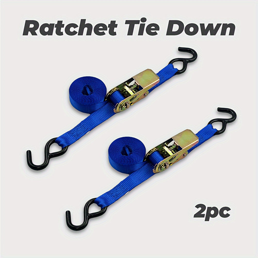 2pcs 2X4 57m Ratchet Tie Down Straps Coated S Hooks Luggage Motorcycle