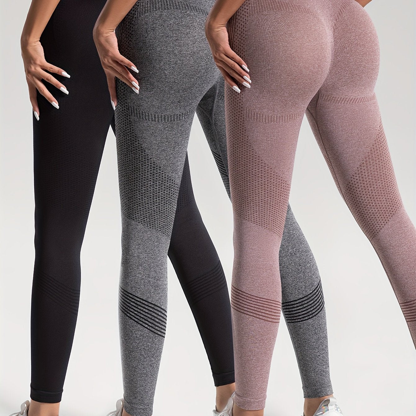 3pcs High Waisted Yoga Pants Running Leggings