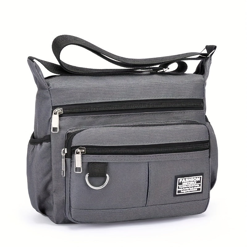 Lightweight Nylon Crossbody Bag with Multiple Zippers