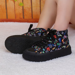 Women's Colorful Letter Print Canvas High Top Sneakers
