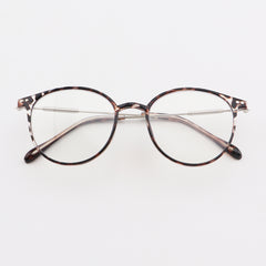 Leopard Print Round Frame Anti Light Glasses
