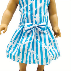 18 Inch Doll Striped Star Dress & Hat Set for 38-45 Dolls