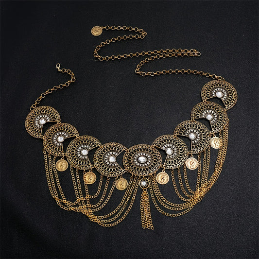 Retro Style Coin Charm Tassel Waist Chain Daily Decorative Accessories