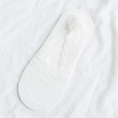 Pair Lace No Show Socks Semi Sheer Boat Socks Women's Stockings