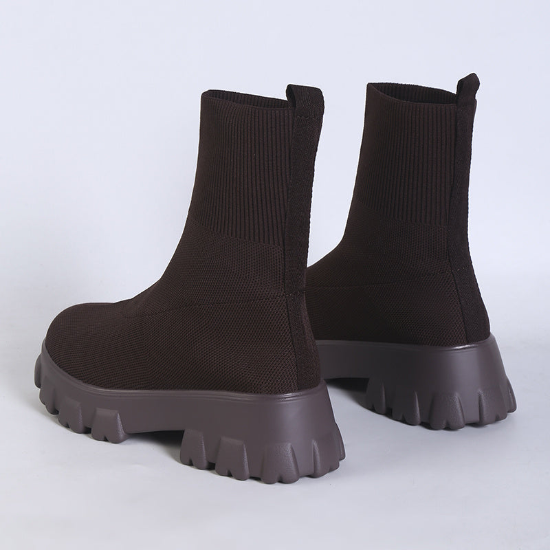 Minimalist Knit Slip On Boots