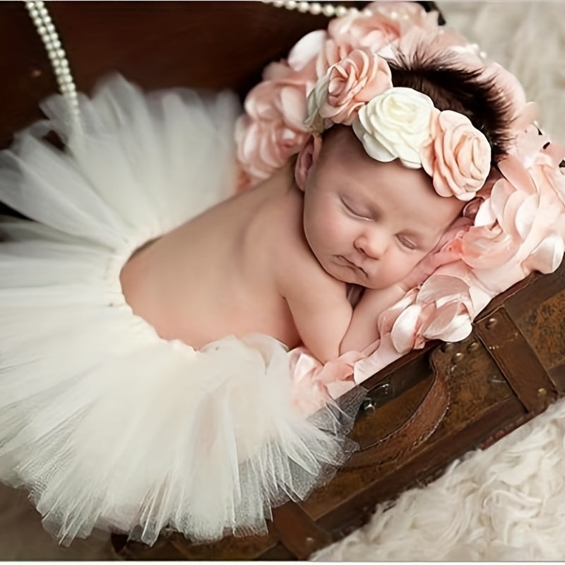 Baby Tutu Skirt & Headband Set for Newborn Princess - Photo Prop