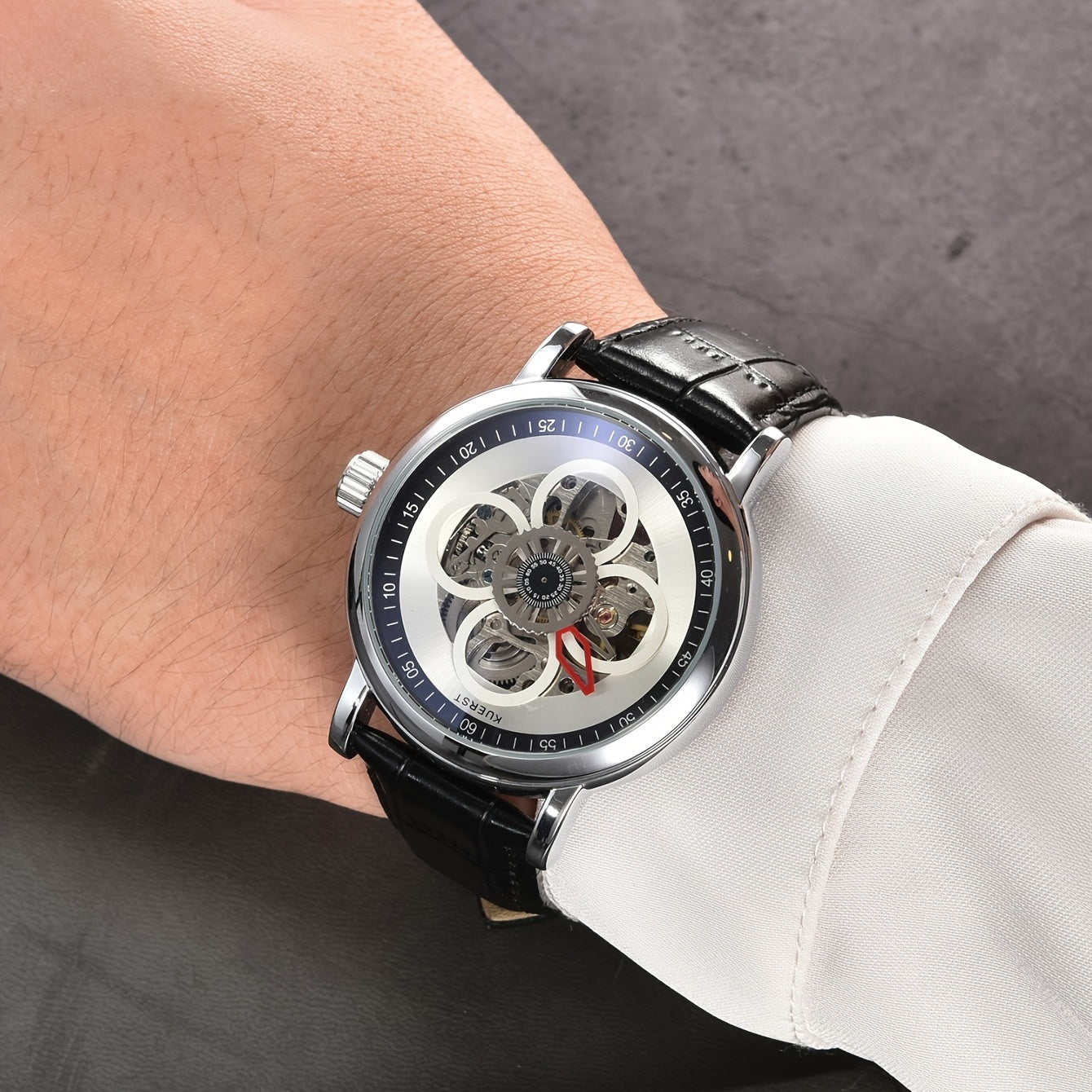 KUERST Butterfly Double Snap Automatic Mechanical Watch Waterproof Four Leaf Fac