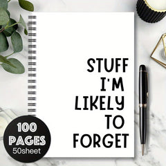 1pc Stuff I'm Likely to Forget Spiral Notebook Journal 100 Pages