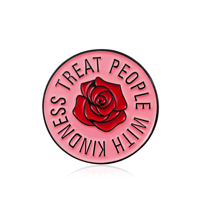 Round Pink Rose Flower Pin