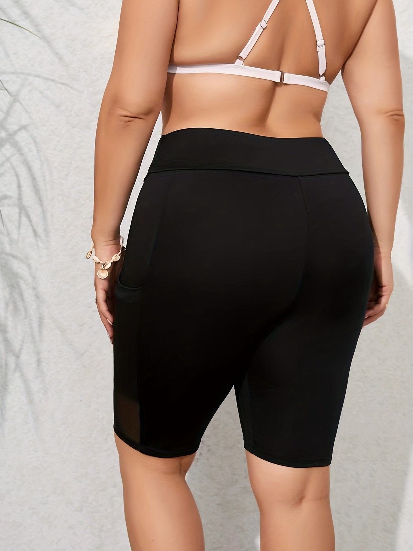 Slim Fit Boxer Short Bottom Mid Stretch Contrast Mesh With Side Pockets Bermuda