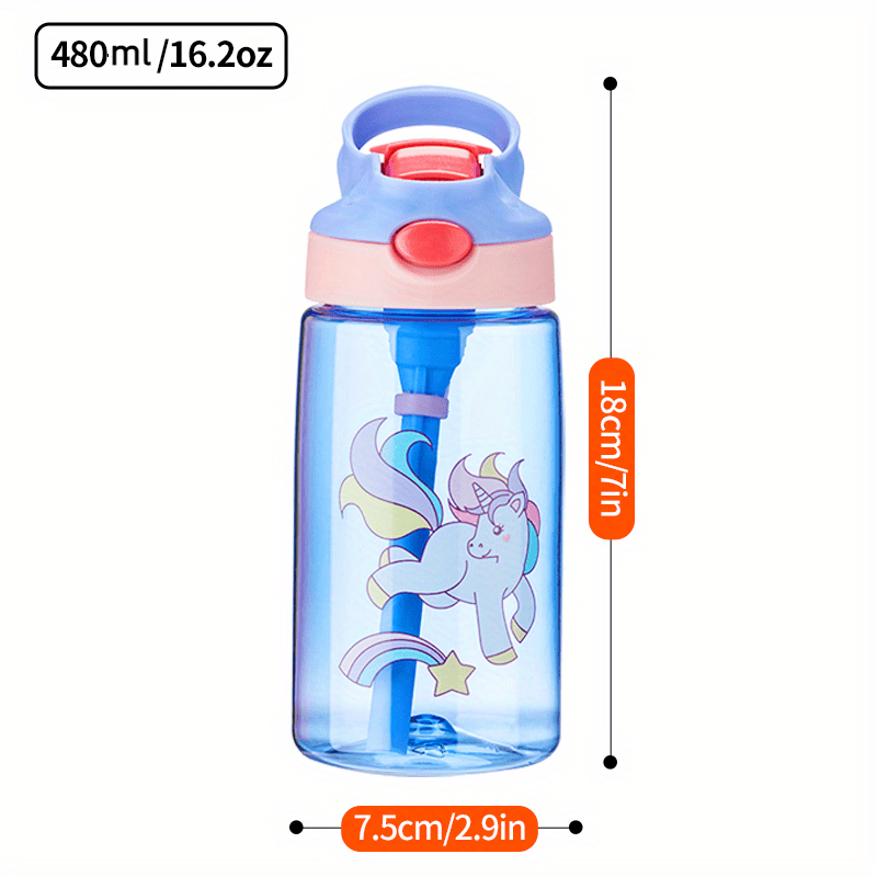 480ml 16.2oz Water Cup Student Female Anti-fall Portable Straw Bottle