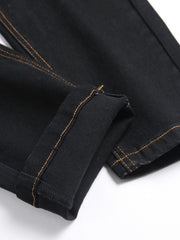 Boys Ghost Face Ripped Jeans Slim Fit Washed Denim Pants