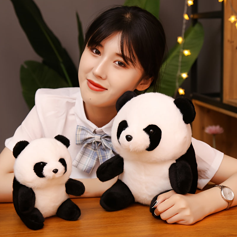 Soft Fluffy Sitting Panda Plush Toy & Stuffed Animal with Expressive Eyes