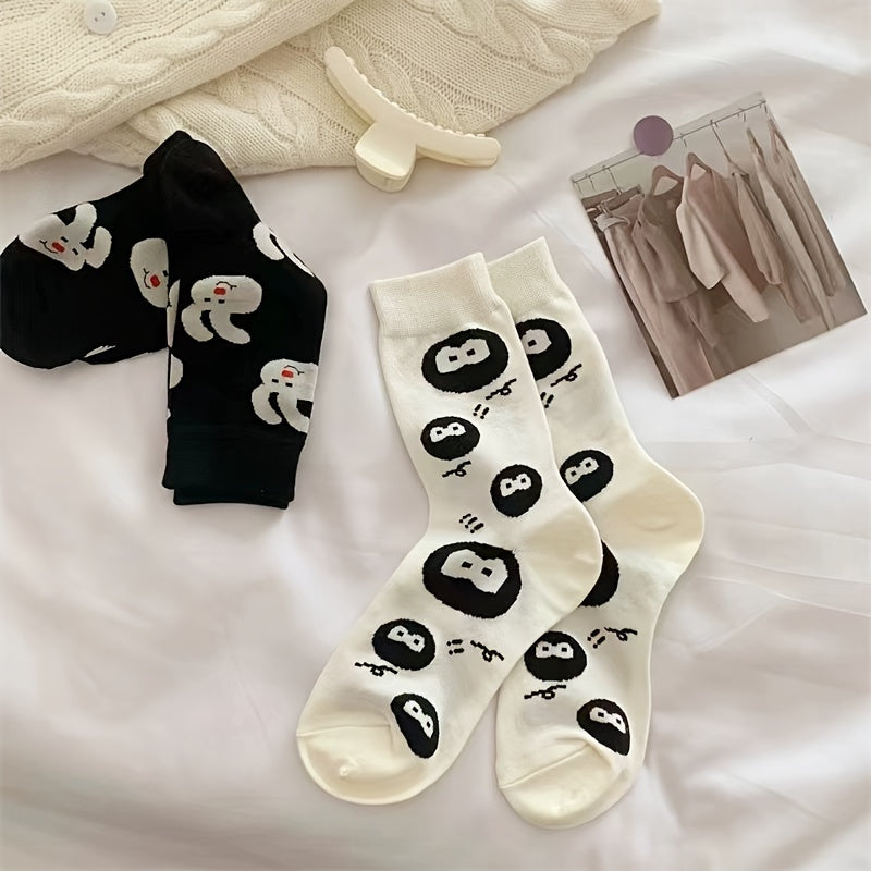 4 Pairs Cartoon Bunny Print Socks Women's Stockings & Hosiery