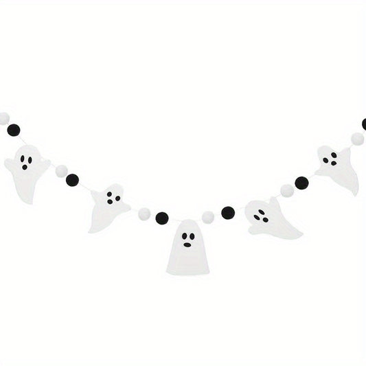 Halloween Felt Ghost Pull Flower Banner Haunted House Hanging Decoration