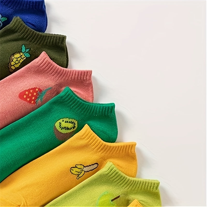 Fruit Print Low Cut Ankle Socks 10 Pairs
