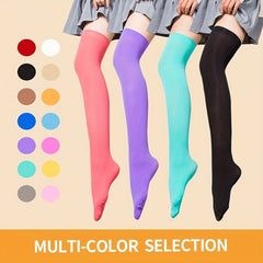 Solid Thigh High Socks Smooth Over The Knee Stockings