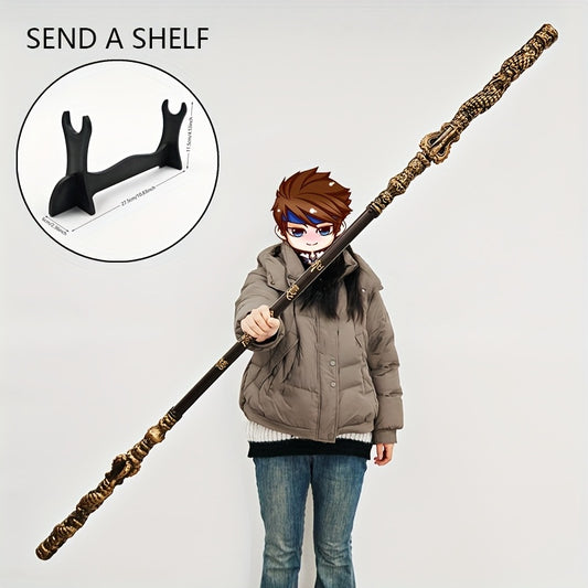 Anime Inspired Golden Hoop Staff 1.8m Detachable Cosplay Accessory with Stand