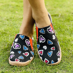 Women's Heart Pattern Slip On Lightweight Travel Shoes