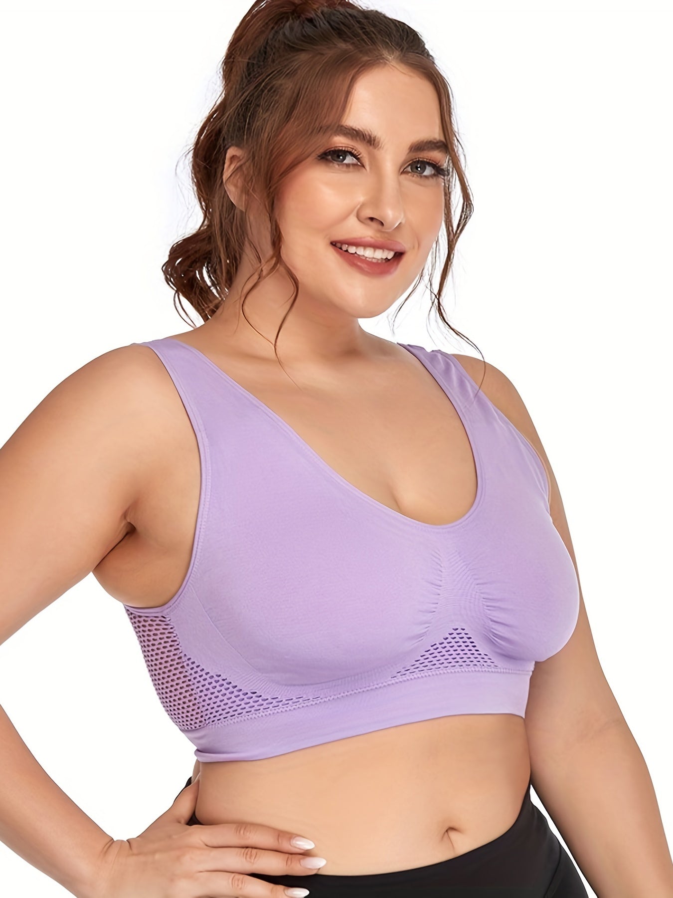 3 Pack Sporty Bra Set Plus Size Women's Eyelet Supportive Bra