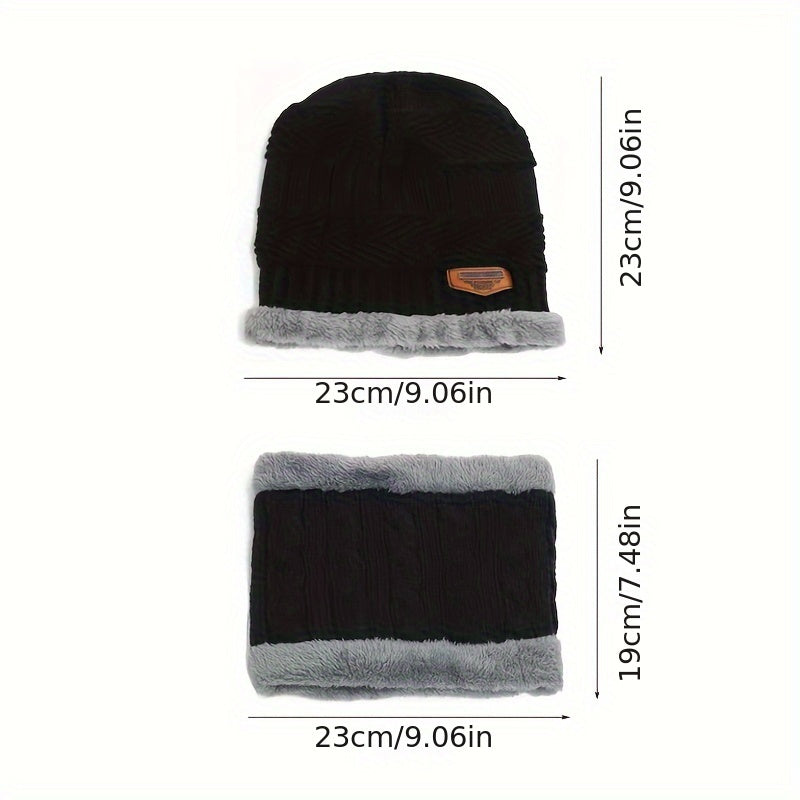 Cycling Knitted Gloves Hat Scarf Set Ear Warm Hat Velvet Neck Gaiter
