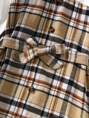 Plaid Hoodie Dress Tween Girls A Line Casual Belted Dress