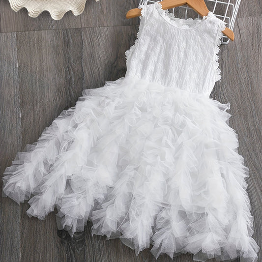 Toddler Girls Flower Embroidery Tutu Party Dress