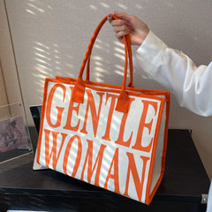 Stylish Letter Print Tote Bag Large Capacity Shoulder Bag For Work