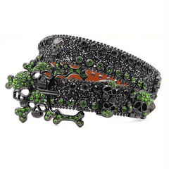 Skull Rhinestone Belt Men's Western Cowboy Inlaid Rhinestone Belt