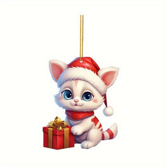 Cat Christmas 2D Hanging Ornament Xmas Tree Decoration