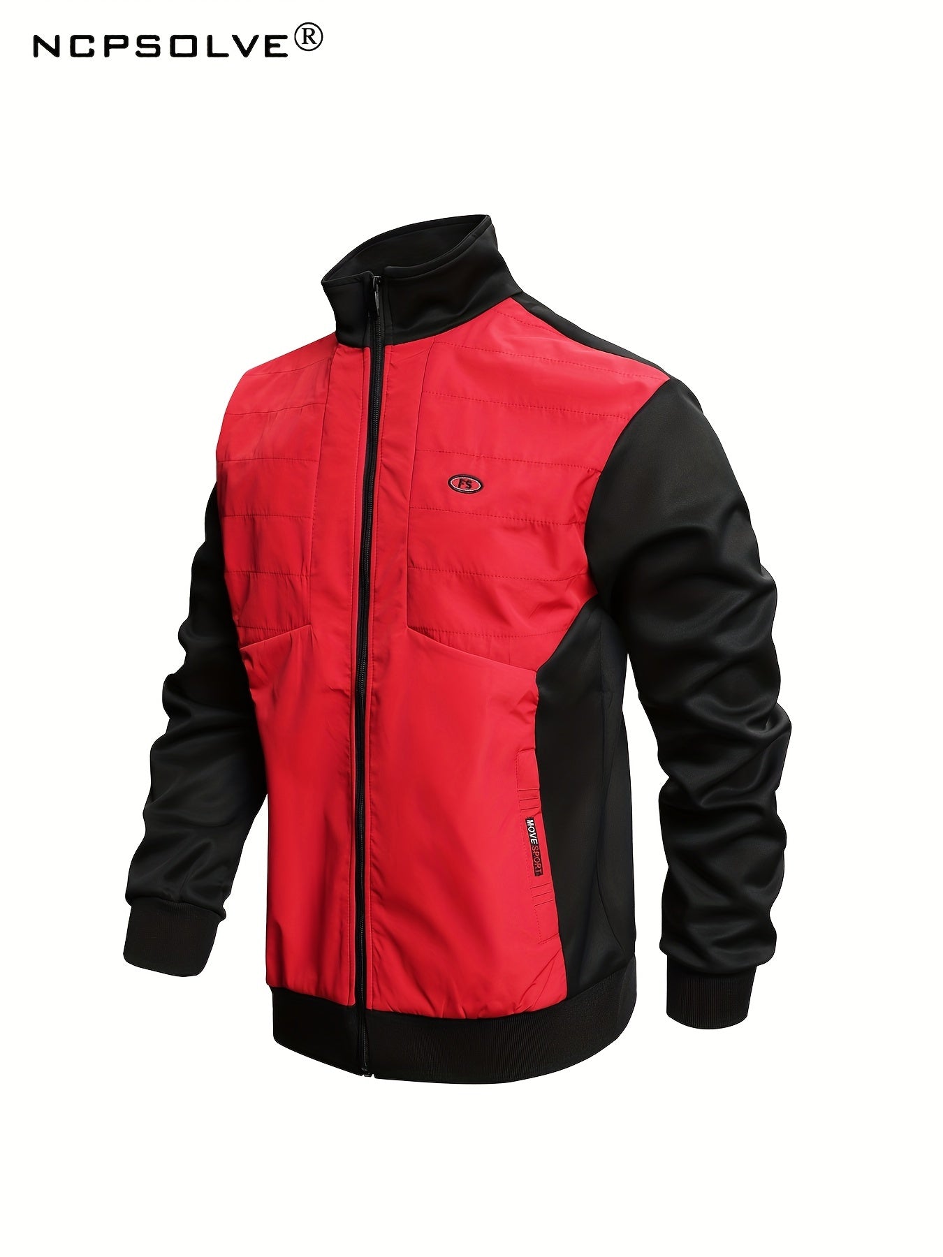 Men's Sports Suit Stand Collar Zip Jacket Solid Waist Pants