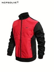 Men's Sports Suit Stand Collar Zip Jacket Solid Waist Pants