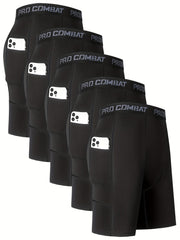 5 Men's Cycling Compression Shorts Pocket Stretch Bike