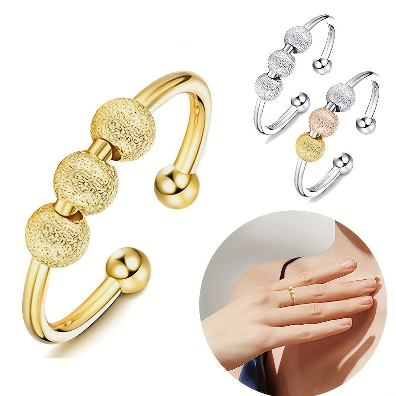 Rotatable Three Bead Fingertip Ring for Stress Relief