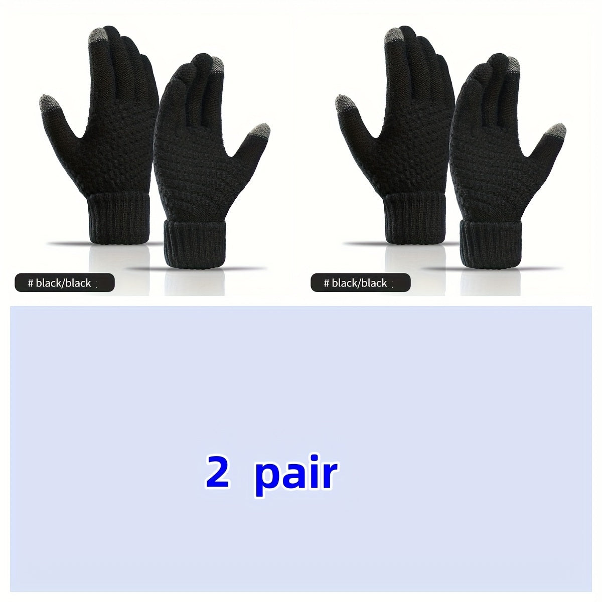 3 Pairs Thickened Touch Screen Winter Gloves