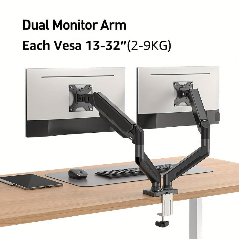 PC Monitor Arm Dual Stand Adjustable Spring Desk Mount For Dual Monitors