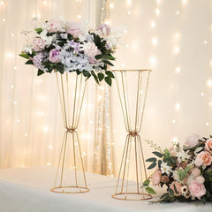 Set of 4 Golden Geometric Centerpieces for Wedding