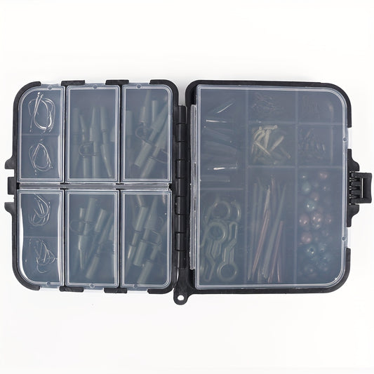 180pcs Carp Fishing Accessories Set w/ Storage Box Plastic Gear Supplies
