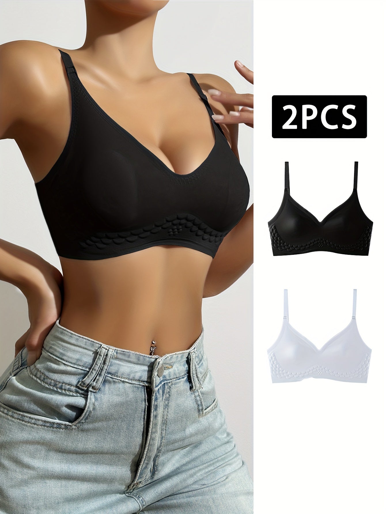 2pcs Seamless Wireless Bras Soft Intimates Bra Women's Lingerie