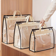 3pcs Clear Handbag Dust Cover Bags Hanging Storage Holder