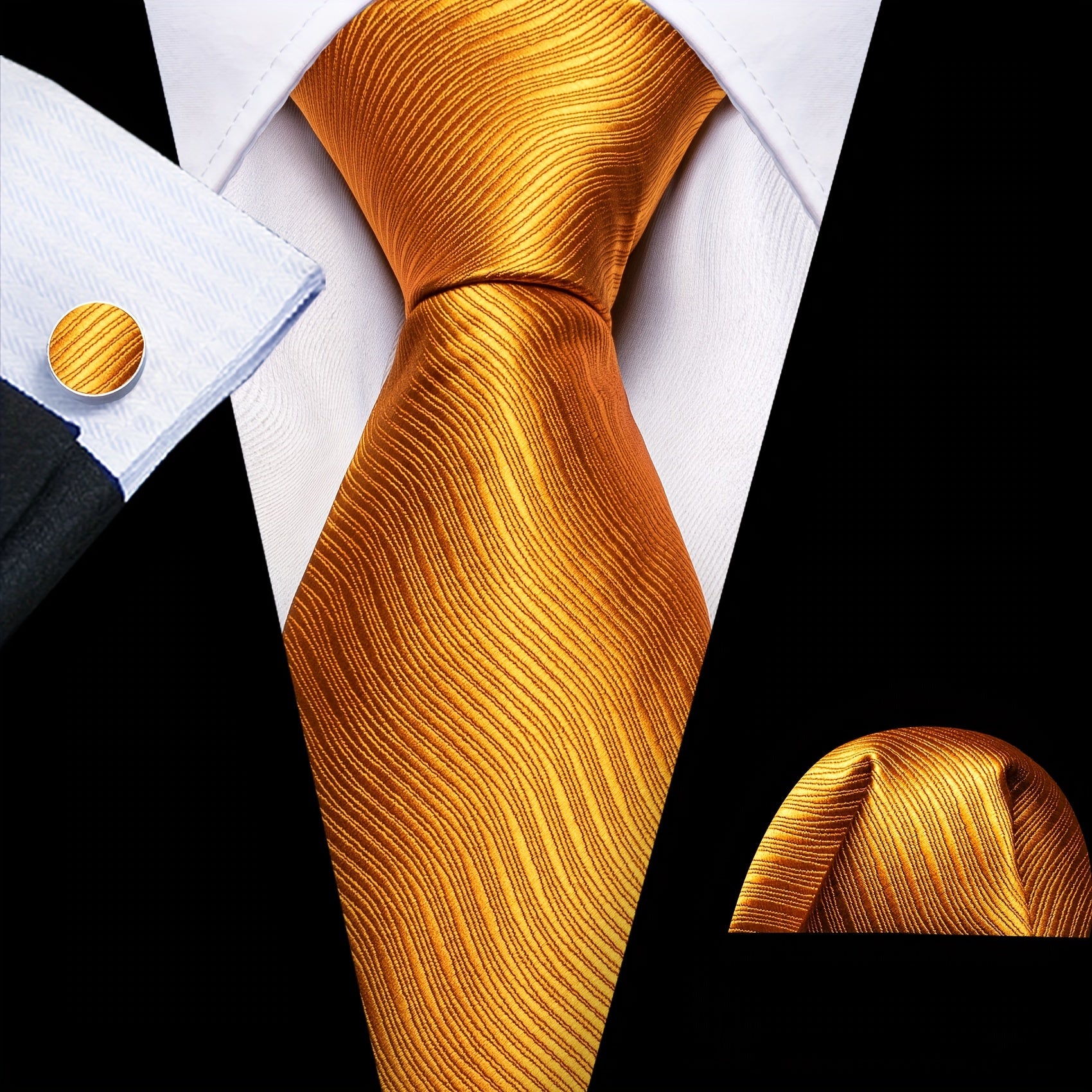 Barry Wang Men's Tie Cufflinks Handkerchief Set
