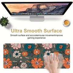 Halloween Skull Pumpkin Ghost Flowers Desk Mat Large Gaming Mousepad