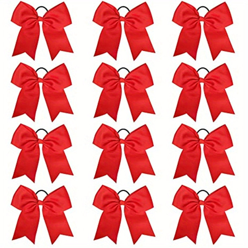 12 Pcs Large Hair Bow Accessories for Girls Ponytail Holder