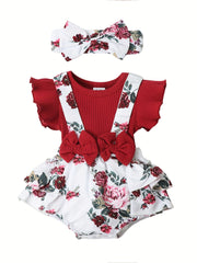 2pcs Baby Girls Elephant Fly Sleeve Onesie & Headband Set