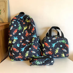 3pcs Lightweight Cartoon Print School Bags Set Backpack Lunch Bag Pen Case