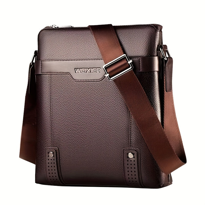 Men's Business PU Leather Crossbody Bag Large Capacity Messenger Bag