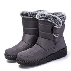 Women's Winter Snow Boots Waterproof Hook & Loop Comfort Mid Calf Booties